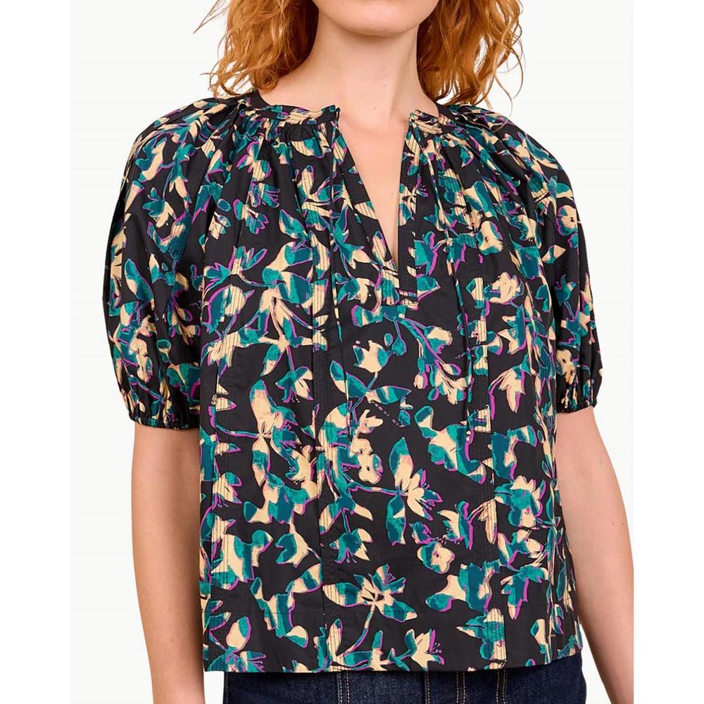 NEW ULLA JOHNSON loli short sleeve blouse in kaleidoscope - Picture 5 of 6